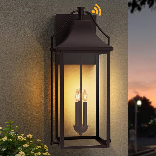 25IN Dusk to Dawn Outdoor Wall Sconce, 3-E12 Base Patio Light1