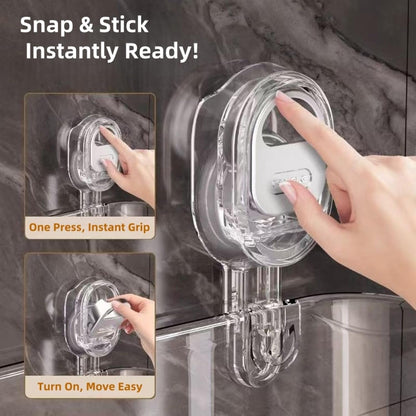 Wall Mount Suction Shower Caddy Bathroom Storage Shelf Clear 1PC5