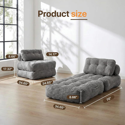Boneless Chair Folding Sofa Bed, Sleeper Chair, Dark Grey, Single2