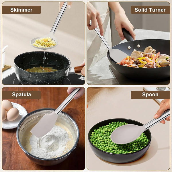 Kitchen Utensil Set, Silicone Utensils Dishwasher Safe, 8PCS, Khaki7