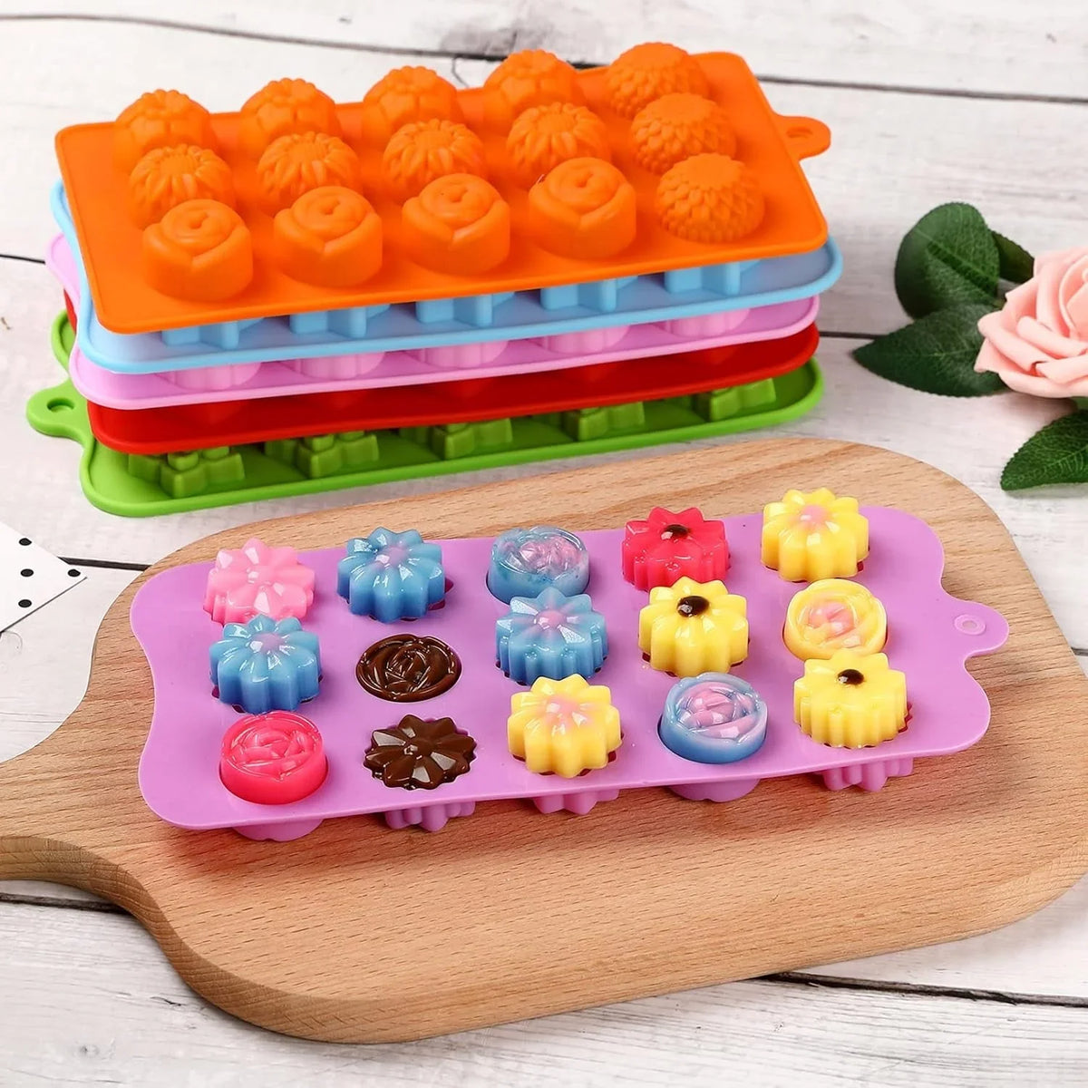 flower-shape-chocolate-candy-molds-set-heart-the-stars-the-rose-flowers-in-combination-15-cavity-silicone-baking-mold-ice-cube-tray-wedding-festival-parties-and-diy-crafts-6pcs