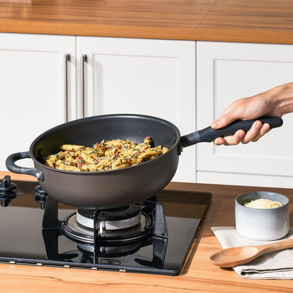 6Pc Stackable Set with Universal Lids | Hard Anodized Non Stick and Stainless Steel Pots and Pans | Induction Compatible | Dishwasher Safe | Oven Safe | Black & Gray | Accent Series Cookware8