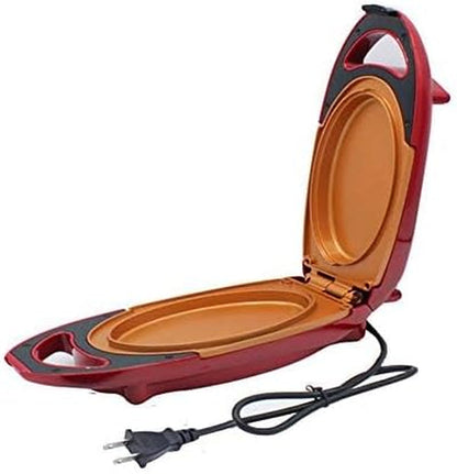 Red Copper 5 Minute Chef Electric Frying Pan Smokeless Nonstick Pan Steak3