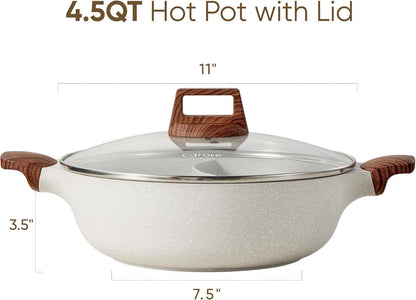 4.5QT Stockpot with Divider Double Flavor | Kitchen Braiser Pan with Glass Lid, Dual Sided Nonstick, Cookware for Induction Cooktop Gas Stove2