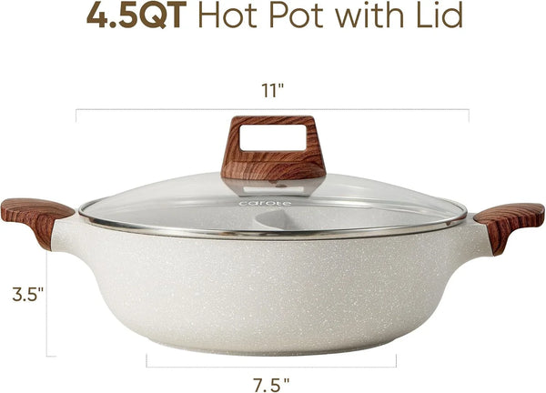 4.5QT Stockpot with Divider Double Flavor | Kitchen Braiser Pan with Glass Lid, Dual Sided Nonstick, Cookware for Induction Cooktop Gas Stove2