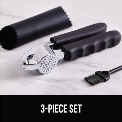 GORILLA GRIP Garlic Press and Peeler Set, Heavy Duty Mincer, Black | Large Chamber for Cloves, Soft Comfortable Handle, Easily Mince and Crush Garlics, Nuts, Seeds, Ginger, Home Kitchen Gadgets6