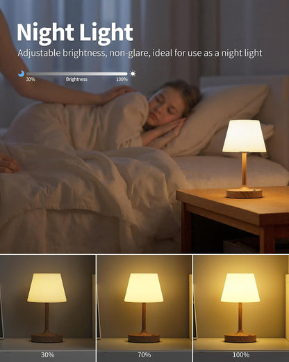 Cordless LED Wood-Grain Small Table Lamp, Waterproof Shower Desk Lamp6