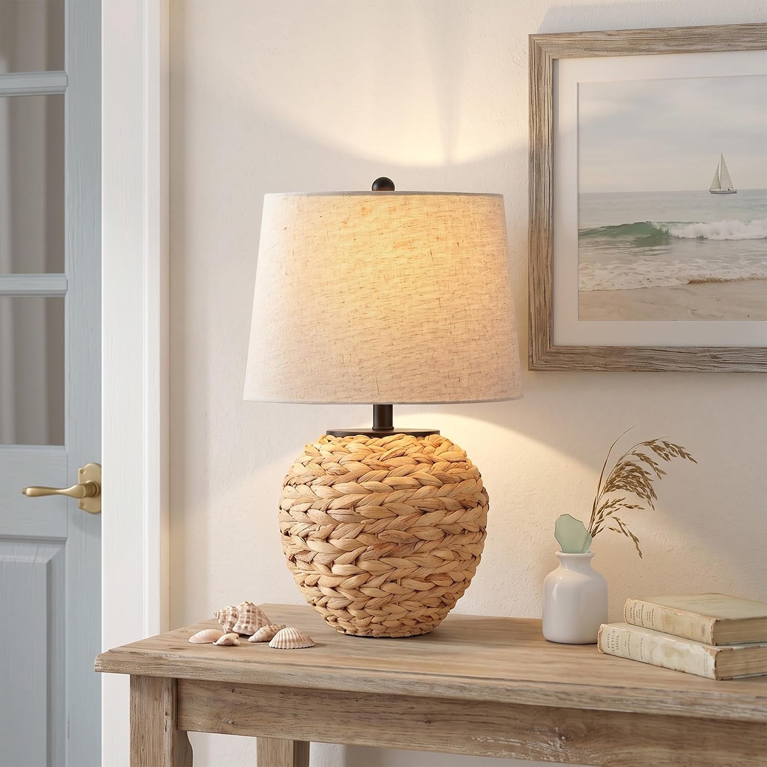 23-rattan-table-lamp-with-natural-woven-water-hyacinth-basket-base-linen-drum-shade-boho-farmhouse-bedside-lamp-for-living-room-bedroom-includes-3-color-temperature-led-bulb
