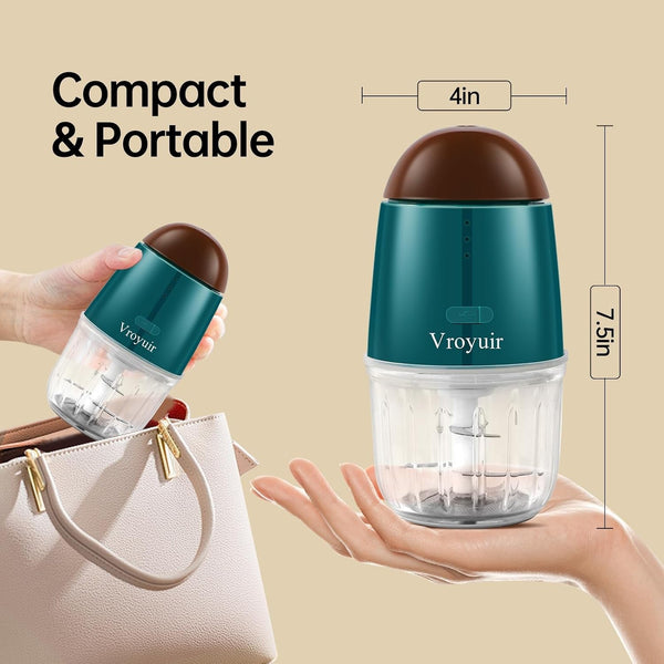 Mini Food Processor, Cordless Small Food Chopper & Blender, Dishwasher Safe | for Meat,Vegetables,Fruit – 200W Portable,6 Sharp Blades–1.3 Cup (10 Oz) Glass Container, Compact Kitchen Gadget5
