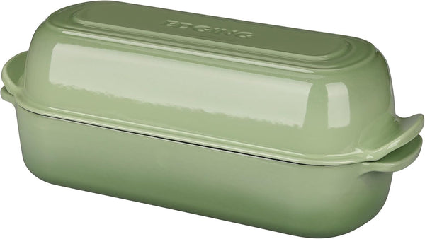 Enameled Cast Iron Loaf Pan with Lid, Bread Pan, Dutch Oven Bread Pan for Homemade Sourdough Bread Baking, 12.5X5.5 Inch, 5Qt, Pistachio Green2