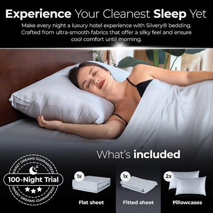Silver Infused Bed Sheets Set Model 2 (Gray, Queen)6
