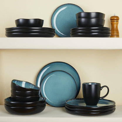 Stoneware Dinnerware Sets for 8, 32Pcs Ceramic Plates and Bowls Sets8