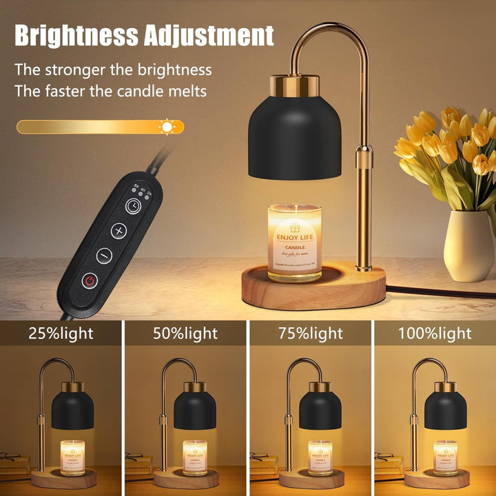 Candle Warmer Lamp with Dimmer Adjustable Height, 2/4/8H Timer,Vintage Home Decor for Scented Jar+2