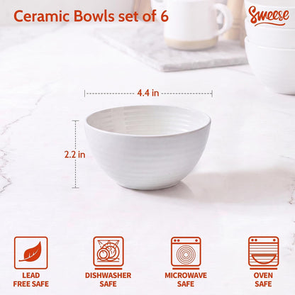 10 Oz Ceramic Bowls Set of 6, Small White Dessert Bowls for Yogurt, Cereal, Ice Cream, Fruit and Snacks, Stackable Breakfast Bowls for Everyday Dining, Microwave and Dishwasher Safe2