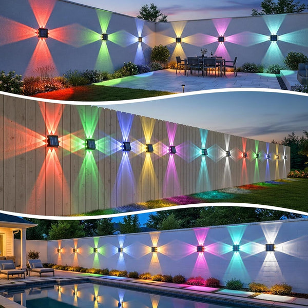Solar Wall Lights Outdoor 2 Pack,Rgb Fence Lighting8