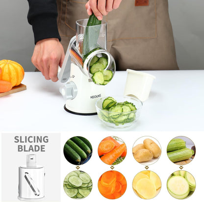 Rotary Cheese Grater Hand Crank Cheese Shredder, White2