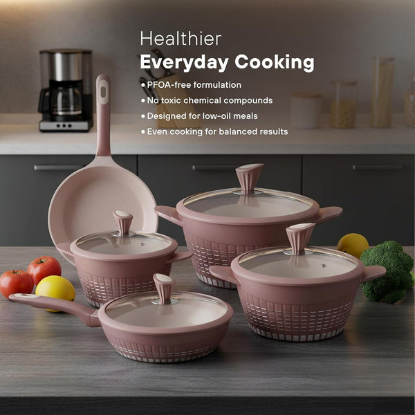 13Pcs Pots and Pans Set Nonstick, Marble Ceramic Coating Induction Cookware Set, Non Stick Kitchen Cooking Set with Frying Pans, Saucepans & Utensils, PFOA & PFOS Free2