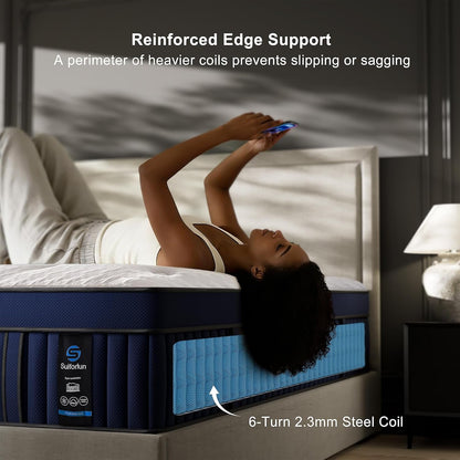14 Inch King Mattress with Ice Silk Cover, Euro Top Hybrid Gel Memory Foam with 7-Zone Individually Wrapped Coils, Medium Firm King Size Mattress for Pressure Relief4