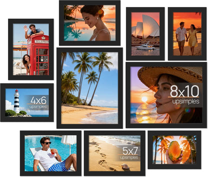 Picture Frames Set of 10, Including 8X10, 5X7, 4X6 Black Frame1