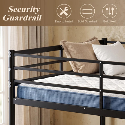 Bunk Bed Twin over Twin Size with Ladder and Guardrail,Black5