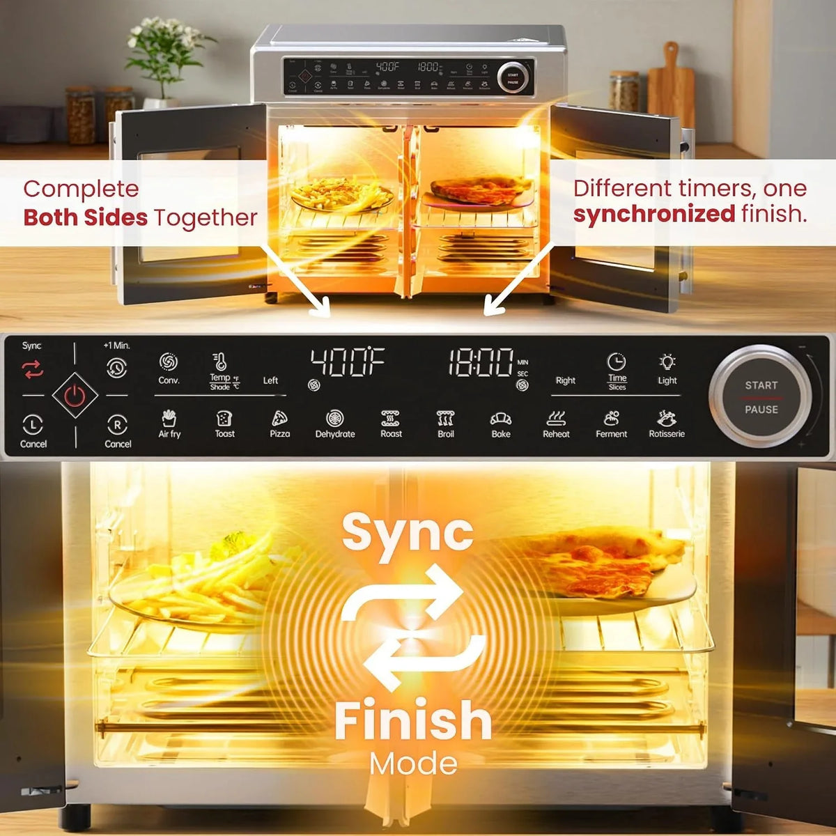 ultra-premium-dual-zone-stainless-steel-air-fryer-toaster-oven-combo-extra-large-32qt-french-door-convection-oven-with-next-gen-patent-technology-13-accessories-rotisserie-sync-finish