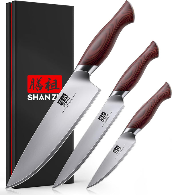 Japanese Knife Set 3 Pcs, 10Cr15Mov High Carbon Stainless Steel1