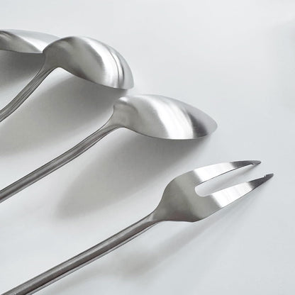 304 Stainless Steel Cooking Utensils Set 4 Piece 15 Inch Large Size Metal Kitchen Utensils Set Including Spatula,Ladle,Serving Spoon,Meat Fork,Stainless Steel Cooking Tools4