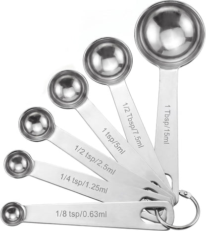 Measuring Spoons, Premium Heavy Duty Stainless Steel Measuring Spoons Cups Set, Small Tablespoon with Metric and US Measurements, Set of 6 for Measuring Dry and Liquid Ingredients1
