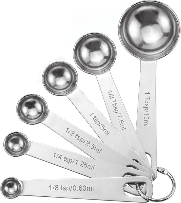 Measuring Spoons, Premium Heavy Duty Stainless Steel Measuring Spoons Cups Set, Small Tablespoon with Metric and US Measurements, Set of 6 for Measuring Dry and Liquid Ingredients1