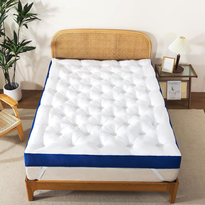 5 Inch Memory Foam Mattress Topper Queen for Back Pain, Filled with Flfuffy Soft Breathable Stuffing, Thick Supportive Pillow Top Queen Mattress Topper8