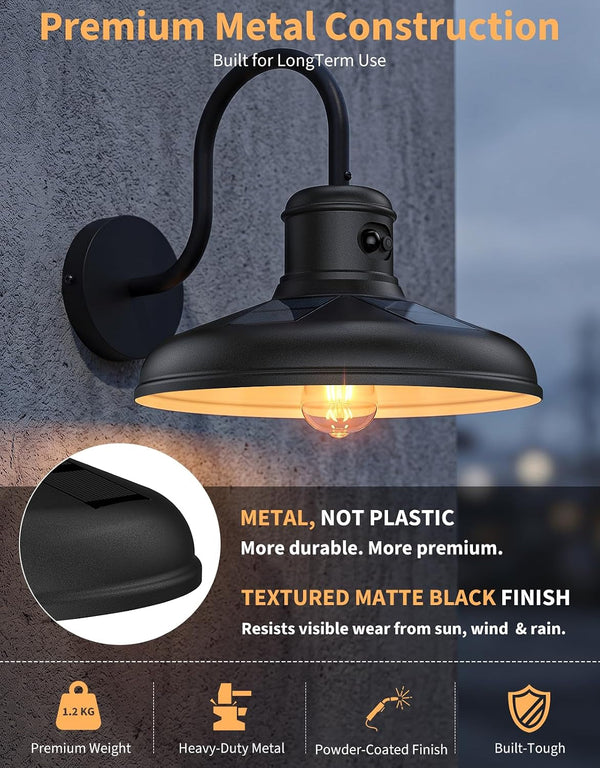 Solar Motion Sensor Barn Light, Farmhouse Outdoor Wall Sconce, 12″, 2 Pack6