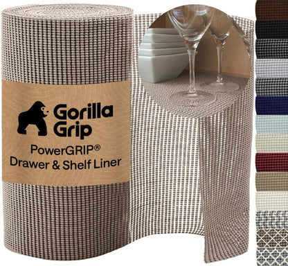 GORILLA GRIP Powergrip Drawer Shelf and Cabinet Liner, 12" X10', Beige1
