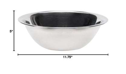 47935 5-Quart Economy Stainless Steel Nesting Mixing Bowl | Beaded Edge Grip and Flat Bottom for Restaurant Bakery Cafeteria | 11.81"W X 11.81"W X 3.97"H, 26-Gauge, Silver Mirror Finish, NSF2
