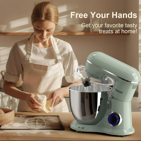 3-IN-1 Electric Stand Mixer, 6.5QT Bowl 660W 10-Speed Kitchen Mixer, Household Food Mixers Include Dough Hook, Beater and Whisk, Bread Cake Mixer for Baking and Most Home Cooks, Green6