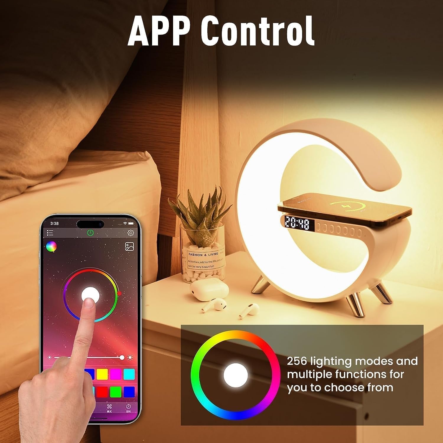 4-in-1-smart-led-table-lamp-alarm-clock-wireless-charger-night-light-bluetooth-speaker-with-app-control-bedside-lamp-for-bedroom-office-home-decor-family-girls-boys-birthday-festival-gifts