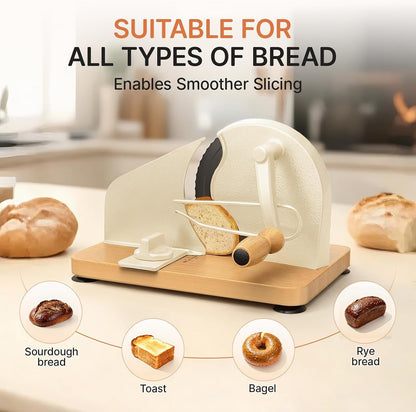 Manual Bread Slicer for Homemade Sourdough, Adjustable Thickness,Hand Crank Bread Cutter with Stainless Steel Blade Slicing Guide, Scale Line Suction Cups & Solid Wood Base7