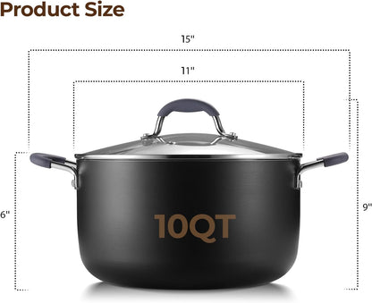 10 Quart Nonstick Stock Pot with Lid, Ceramic Soup Pot with Lid, Induction Cooking Pot with Silicone Handle for All Stoves, Healthy Non-Toxic Cooking Pot for Stew/Pasta, PFAS & PFOA Free2