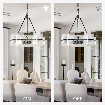 Modern Dining Room Chandelier 22” Black Textured Glass Chandelier3