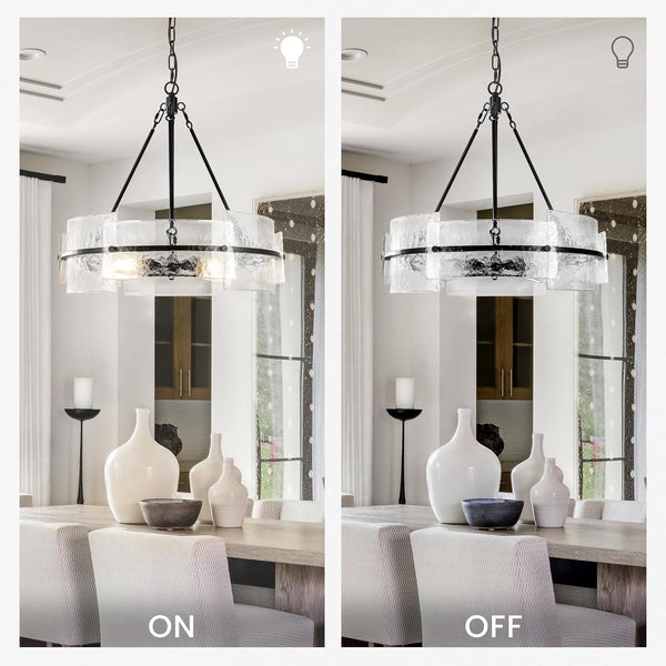 Modern Dining Room Chandelier 22” Black Textured Glass Chandelier3