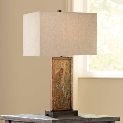 Yukon 30" Bronze Brown Large Table Lamps Set of 2 Natural Slate Stone6