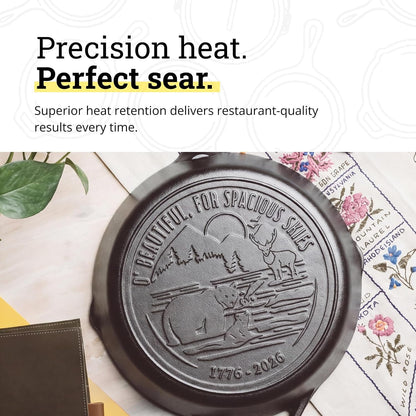 Pre-Seasoned Cast Iron Skillet, 12 Inches, Spacious Skies | Limited Edition Cast Iron Skillet for Oven, Stovetop, Grill & Campfire Cooking, Made in USA, Pfas-Free4