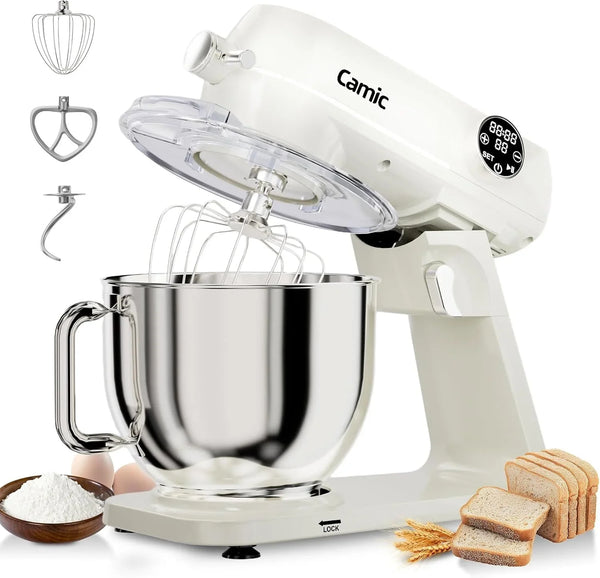 8.45 QT All Metal Stand Mixer with Grinder Attachment,10 Speed Large Capacity Kitchen Mixer with Digital Timer & Tilt-Head, Electric Mixer with Whisk Dough Hook Mixing Beater2