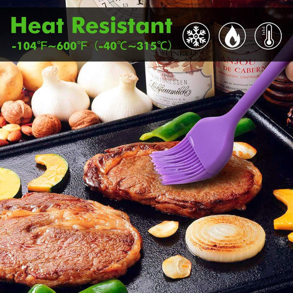 600℉ Heat Resistant BPA Free Silicone Marinading Meat Grill Basting Pastry Brush for Oil Butter Sauce Sausages Desserts Turkey Baster Grill Barbecue, Multicolor4