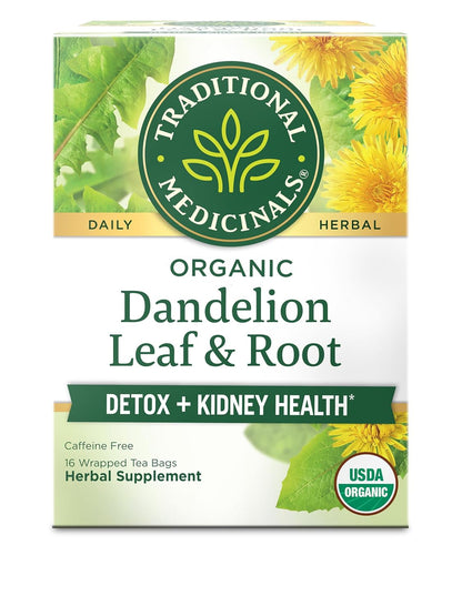 Organic, Dandelion Leaf & Root - Dandelion Root Tea, Supports Normal Detox + Digestion - Kosher, Non-Gmo, Caffeine-Free, Compostable - 16 Tea Bags1