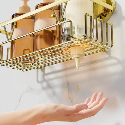 Suction Cup Shower Caddy Organizer with Soap Holder and Hooks, Gold4