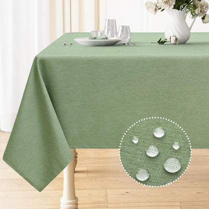 Rectangle Table Cloth Linen Textured, Waterproof Spillproof Anti-Wrinkle Burlap Tablecloth, Washable Decorative Fabric Table Cover for Dining, Party, Banquet, 52 X 70 Inch, Sage Green1