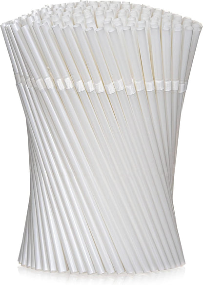Crystalware Bulk Pack of 380 Flexible Plastic Drinking Straws - White, Individually Wrapped, Food-Safe BPA Free, 7.75 Inches Long (1 Box)5