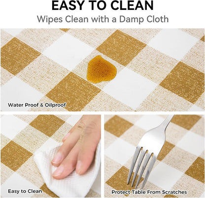 52'' X 70'' Checkered Tablecloth Disposable Vinyl Tablecloths with Flannel Backing Wipeable Spillproof Plastic Table Cover PVC Waterproof Table Cloth for Indoor Outdoor3