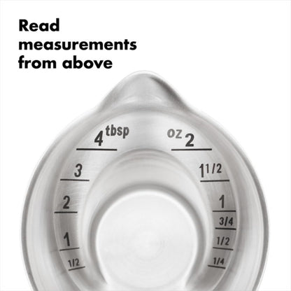 OXO Steel Angled Measuring Jigger - Stainless Finish | Interior Markings Visible from Above, Bar Tool, Precise Cocktail Measuring, for Bartending, 2 Oz Capacity Measuring Cup2