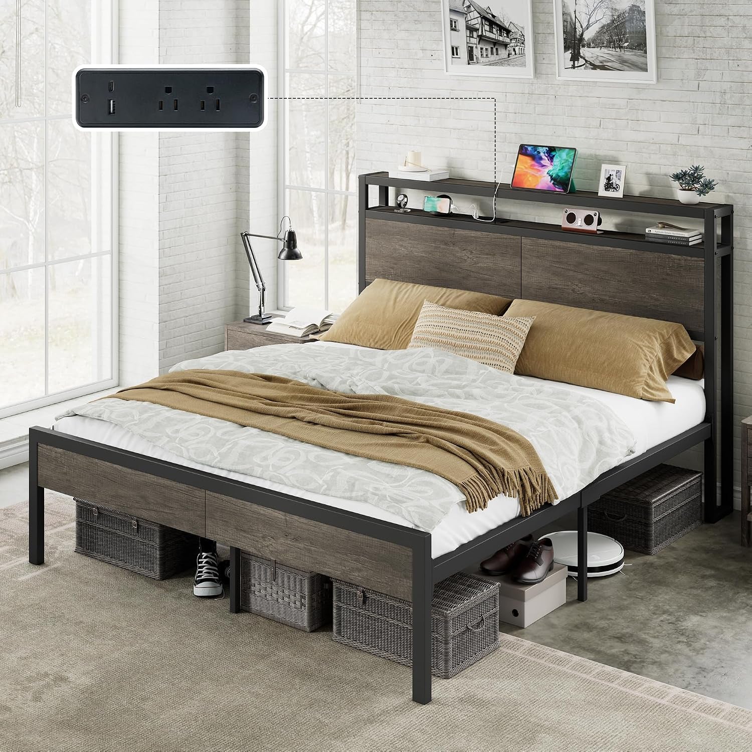 full-size-metal-bed-frame-with-charging-station